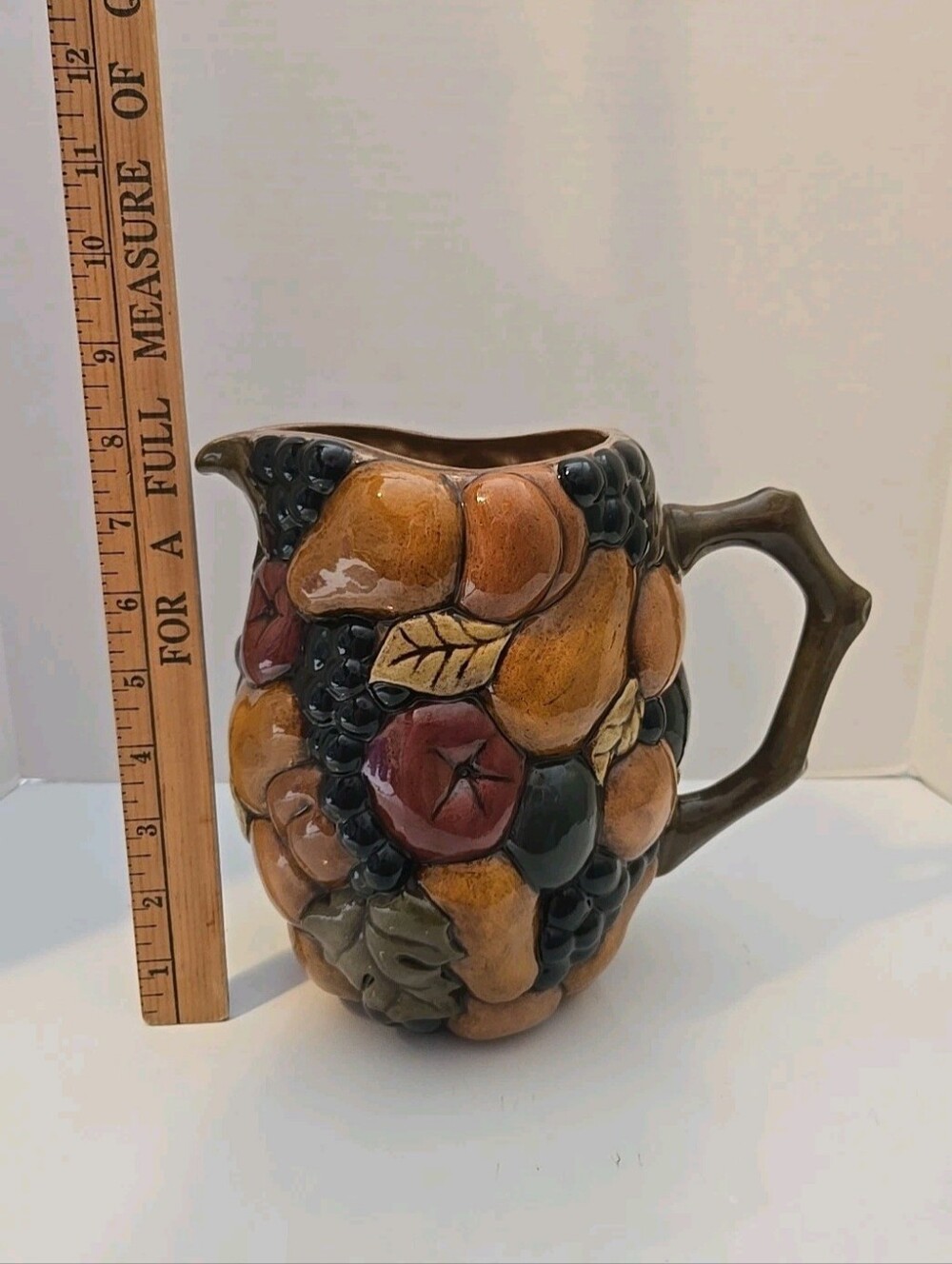 3D Fruit Ceramic Glazed Pitcher/Vase Hand Painted. By Majolica - Picture 10 of 11